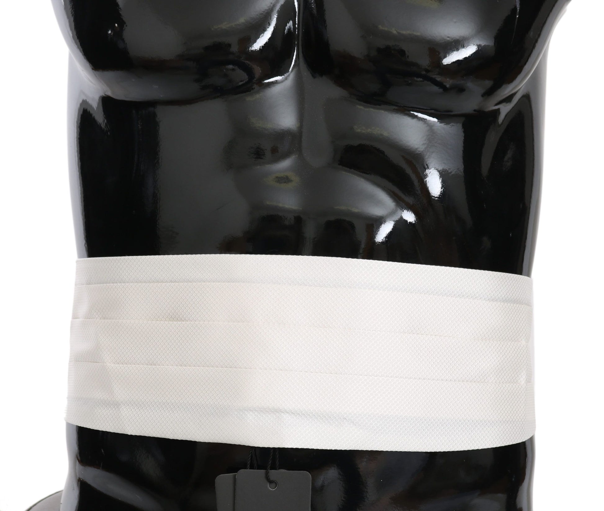 Dolce & Gabbana Weißer Herren-Taillengürtel, 100 % Seide, Kummerbund