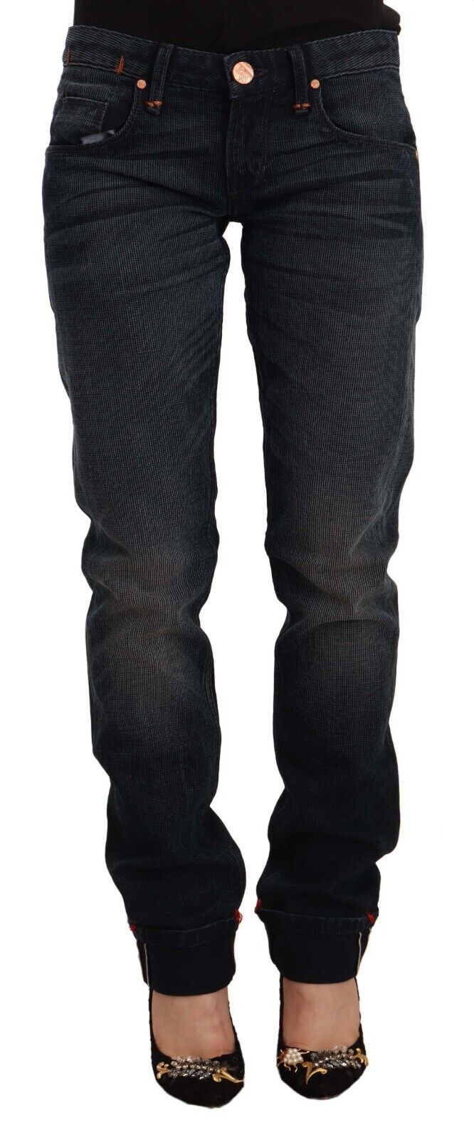 Acht – Schwarze Skinny-Jeans aus verwaschener Baumwolle mit niedriger Taille