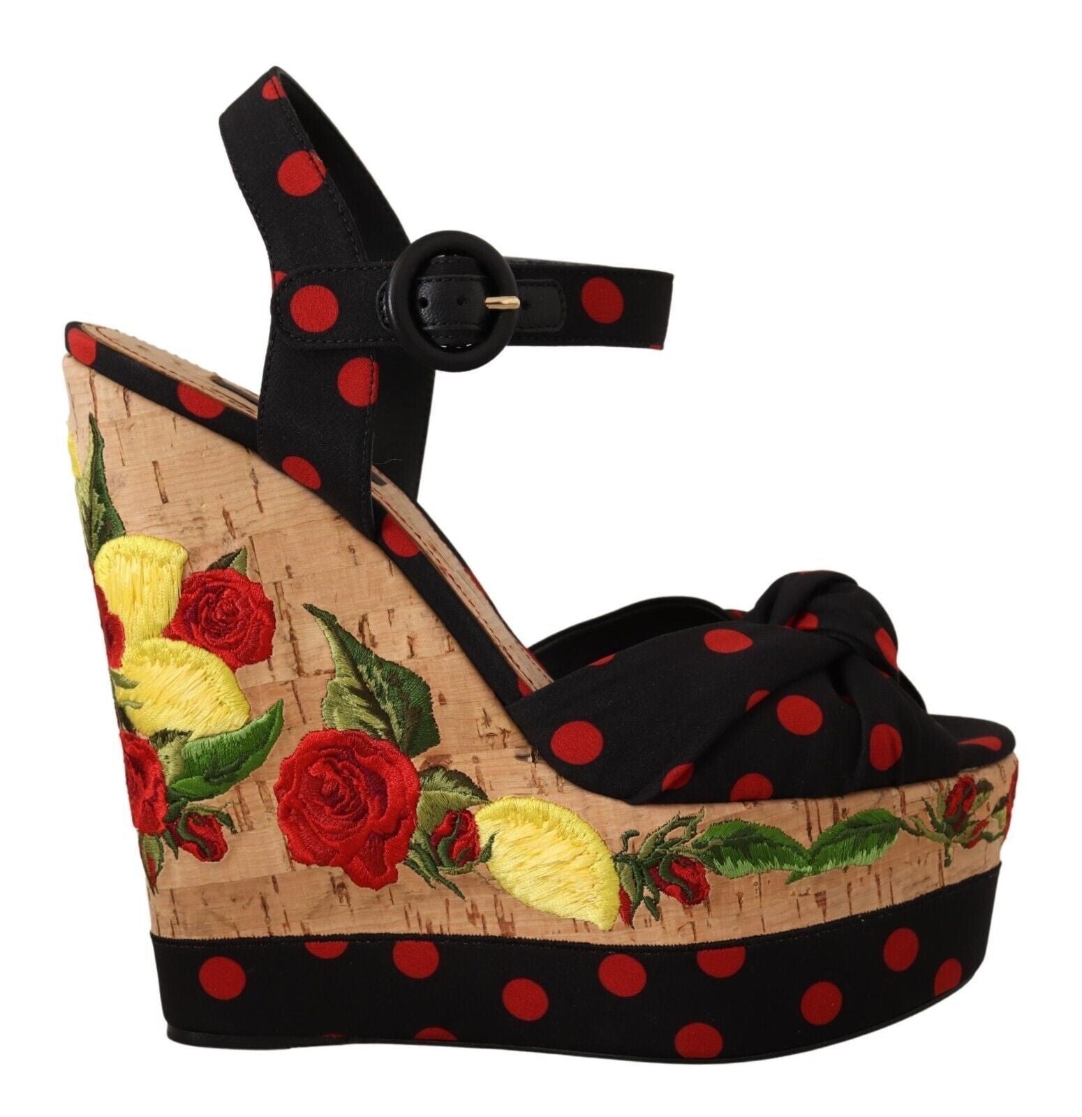 Dolce & Gabbana Mehrfarbige Plateau-Wedgesandalen Charmeuse-Schuhe