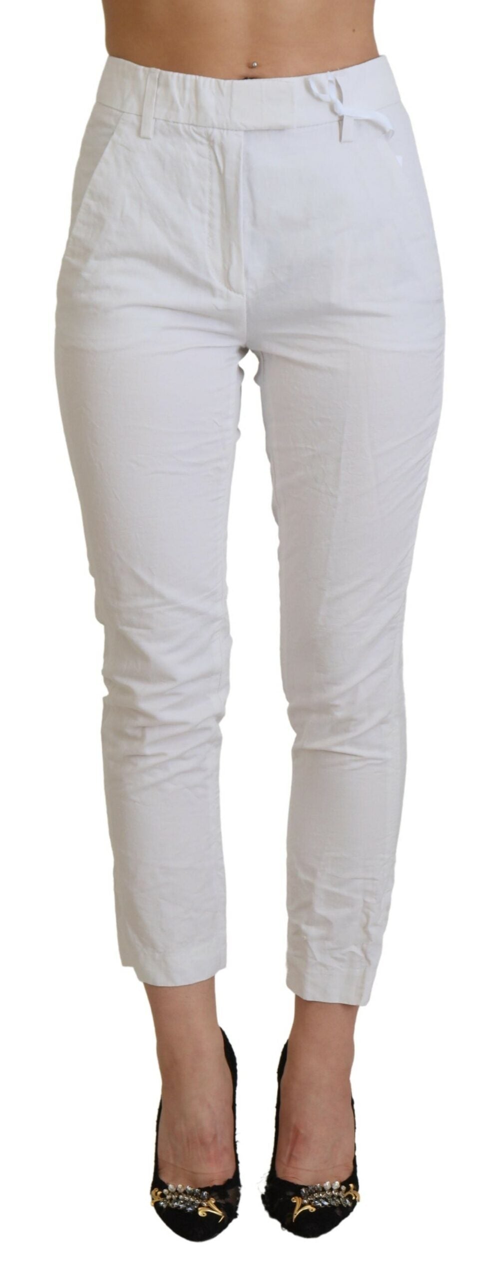 Dondup Weiße High Waist Tapered Damenhose