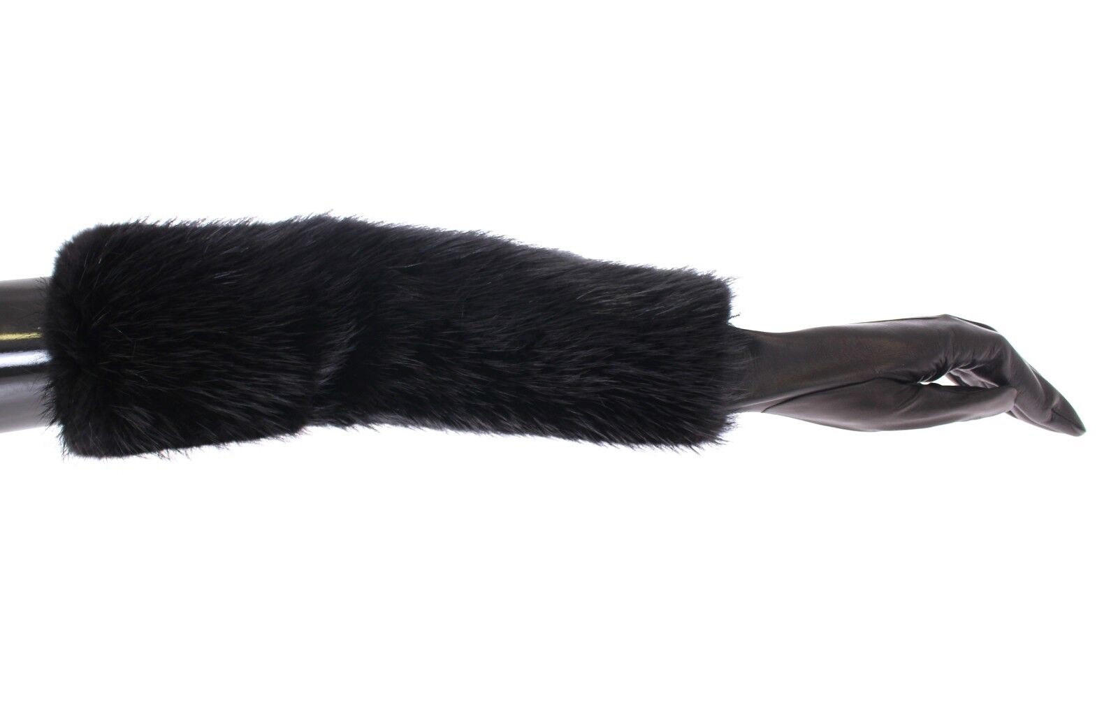 Dolce & Gabbana Schwarze Ellbogenhandschuhe aus Biberfell und Lammleder