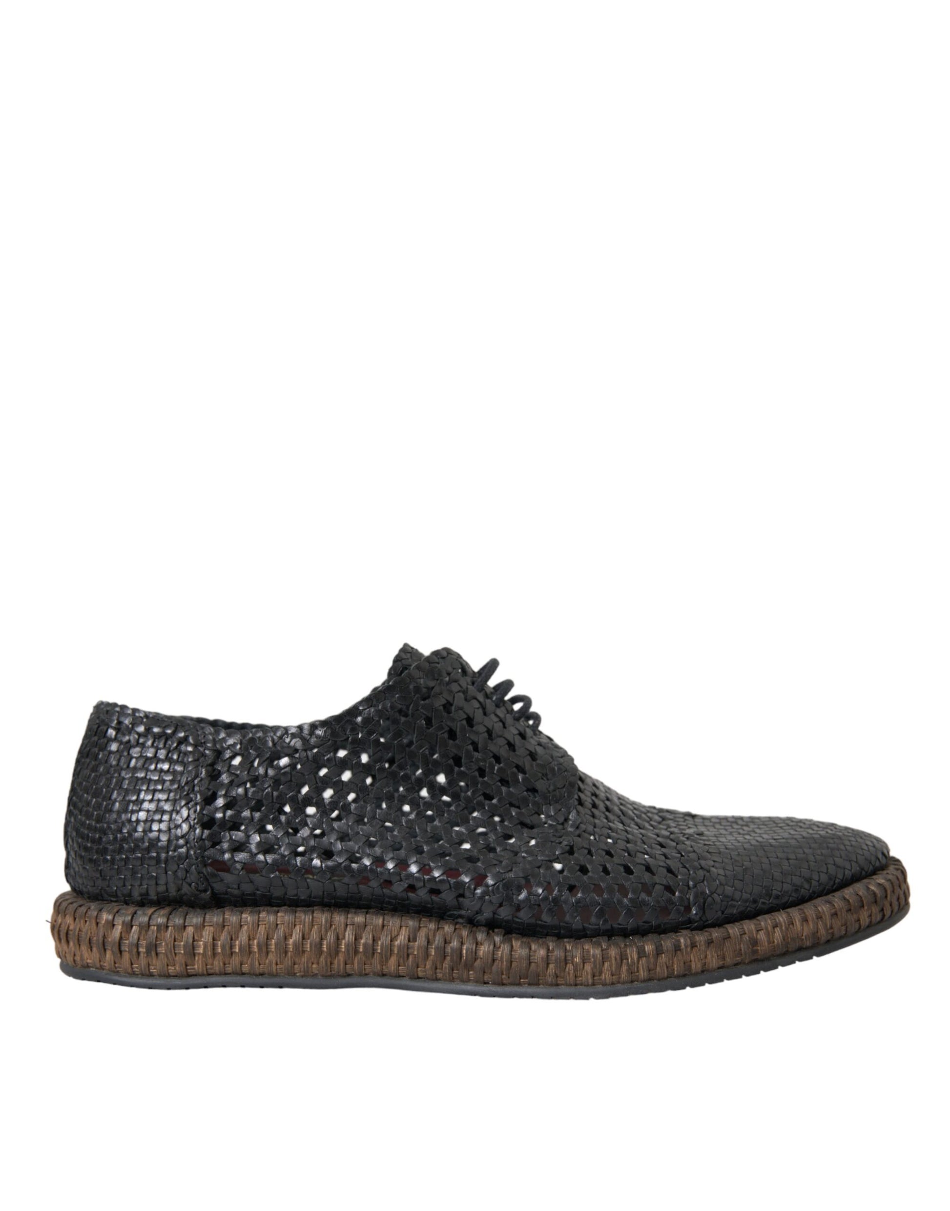 Dolce & Gabbana – Derby-Schnürschuhe aus gewebtem Ziegenleder in Schwarz
