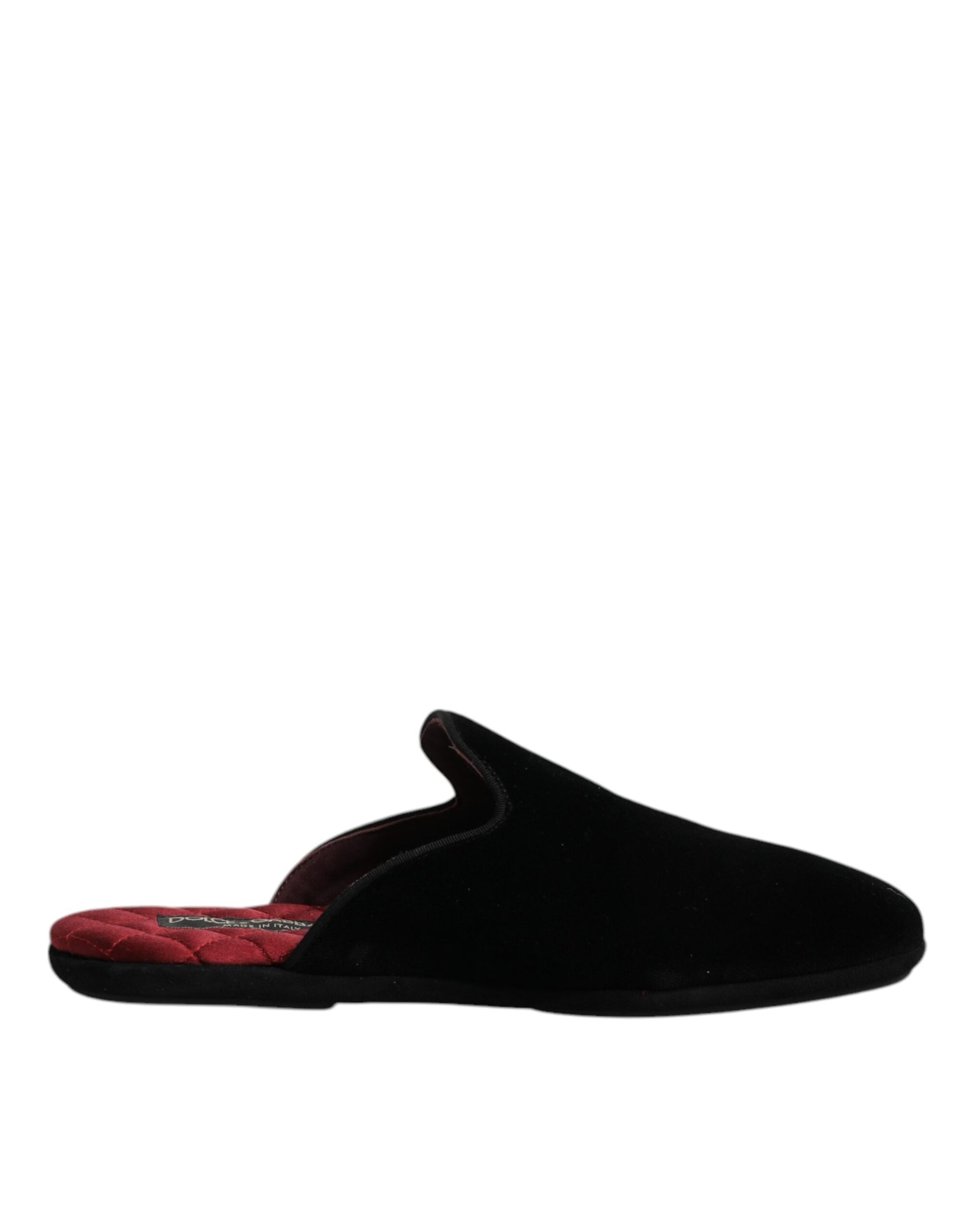 Dolce & Gabbana – Flache Slipper aus schwarzem Viskosesamt