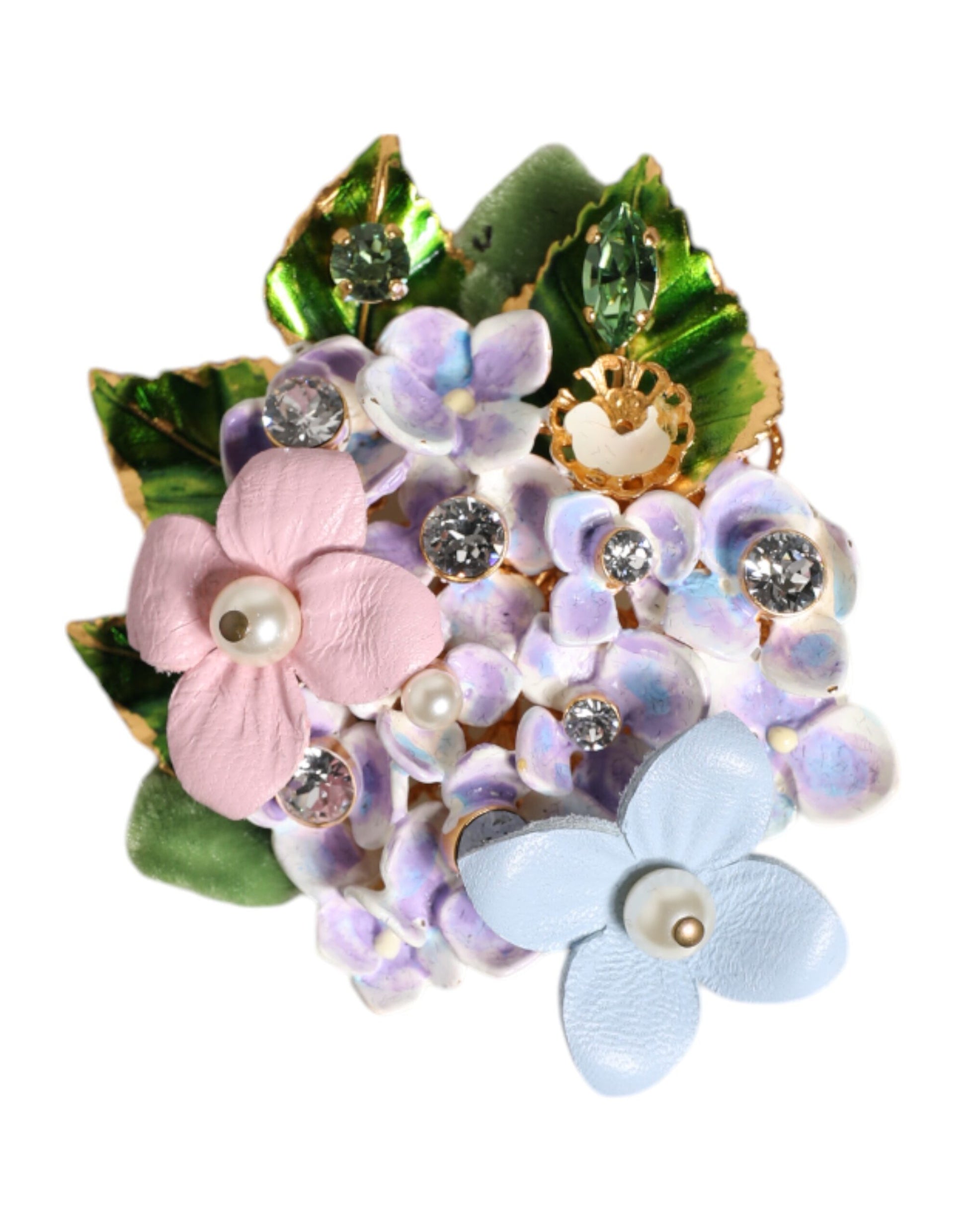 Dolce & Gabbana – Mehrfarbige Brosche mit floralen Kristallen, Perlen und Emaille-Akzenten