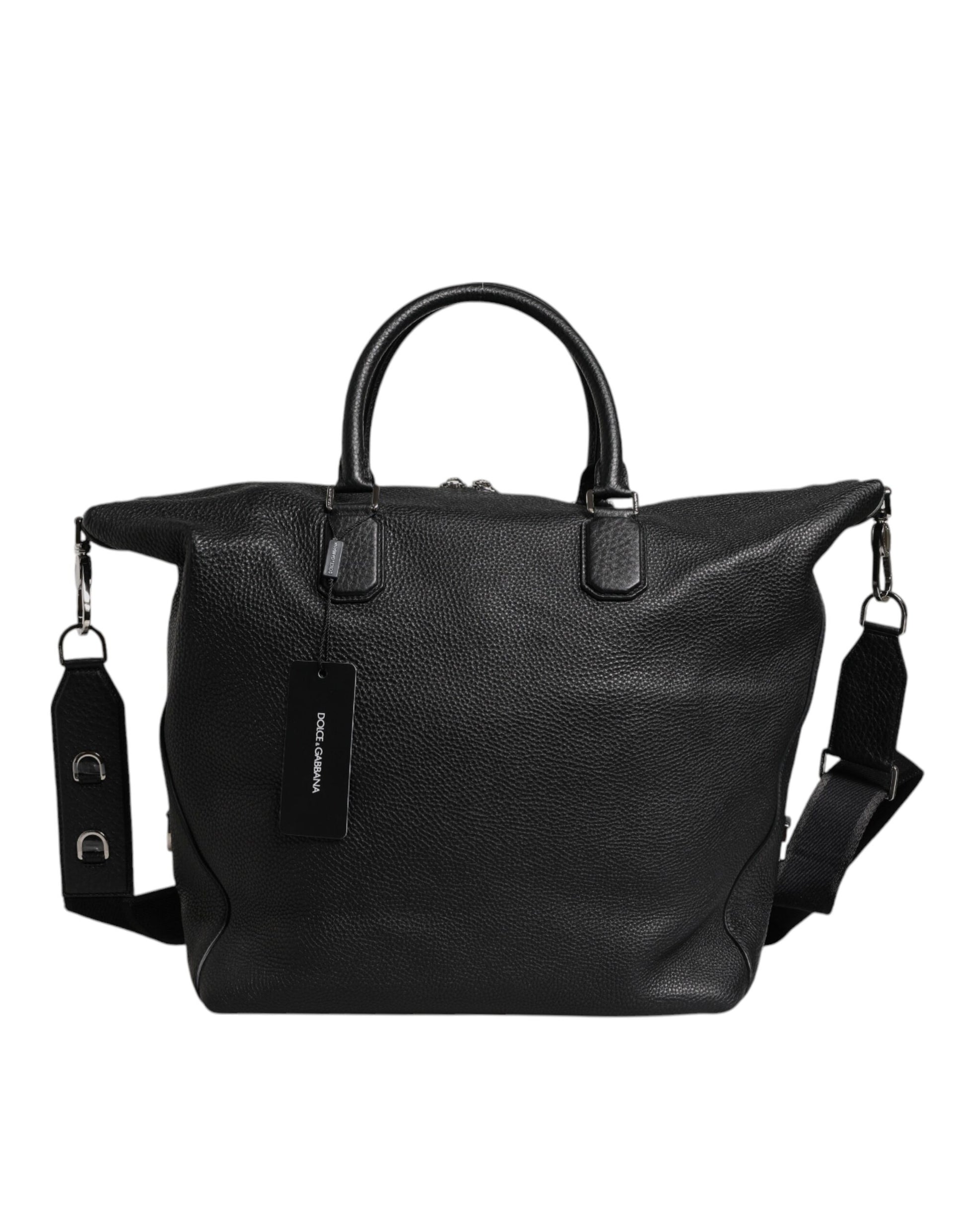Dolce & Gabbana – Reisetasche aus schwarzem Kalbsleder mit Schulterriemen