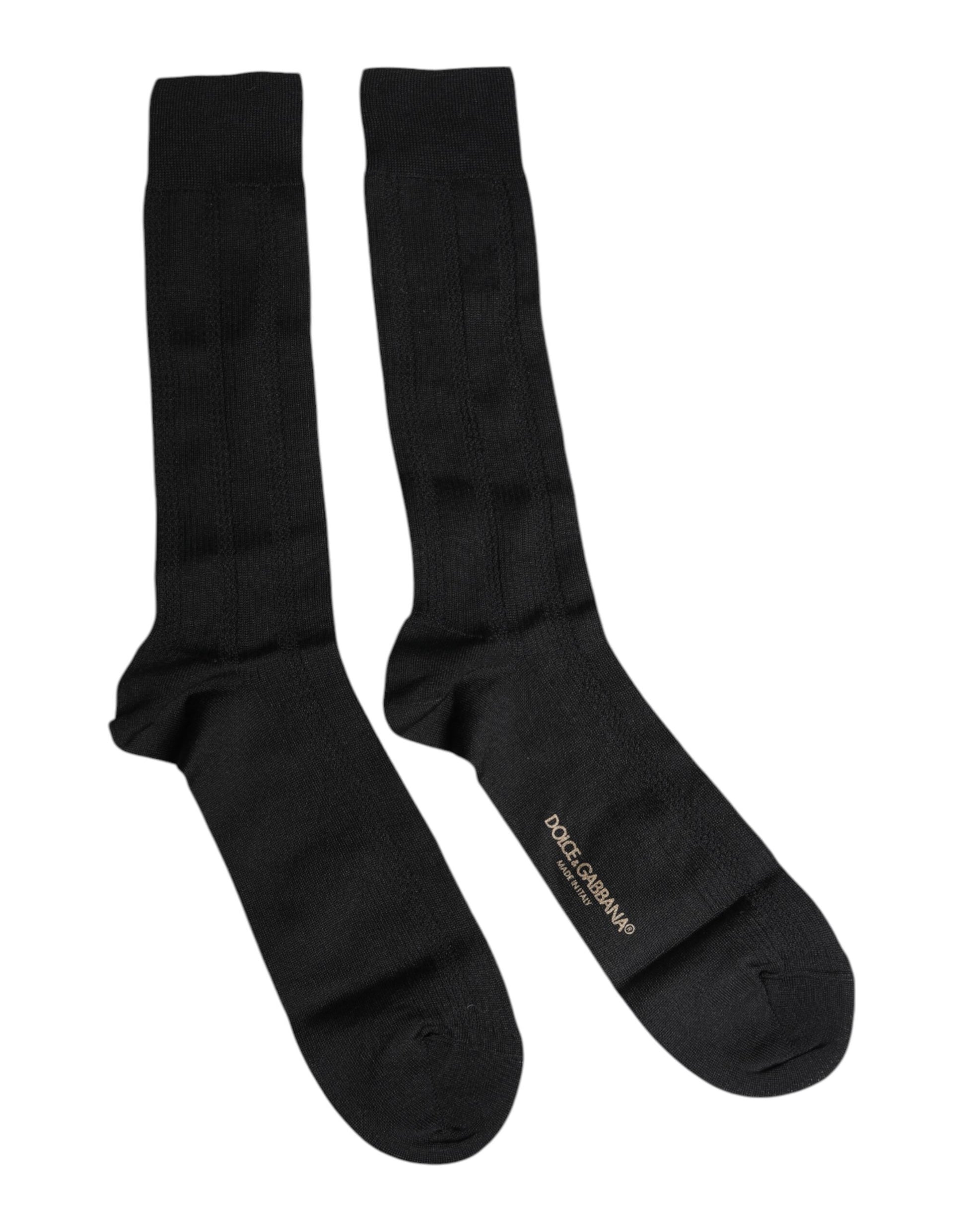 Dolce & Gabbana – Wadenlange Herrensocken mit Stretch-Logo in Schwarz