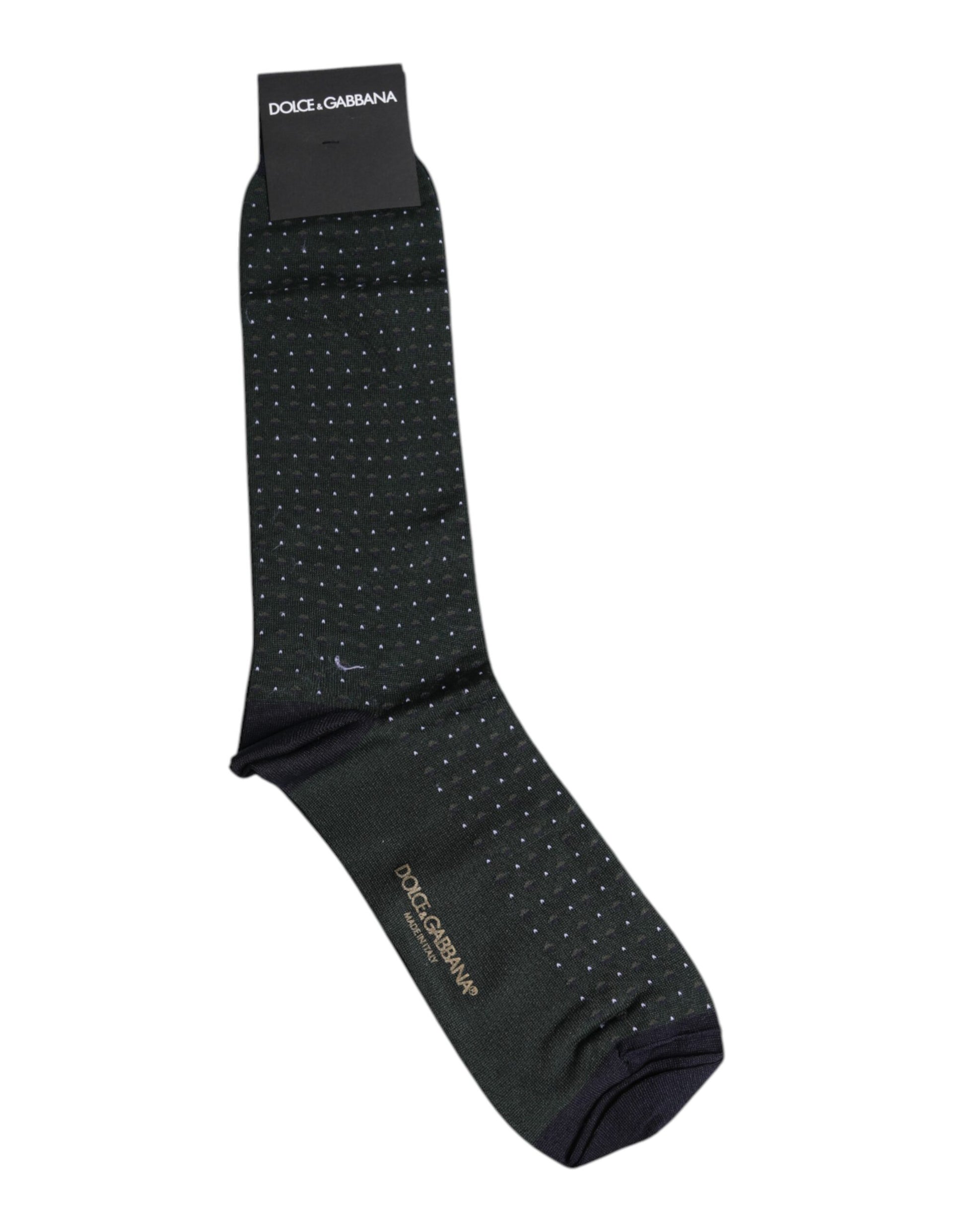Dolce & Gabbana – Wadenlange Socken aus Baumwolle mit schwarzen Punkten