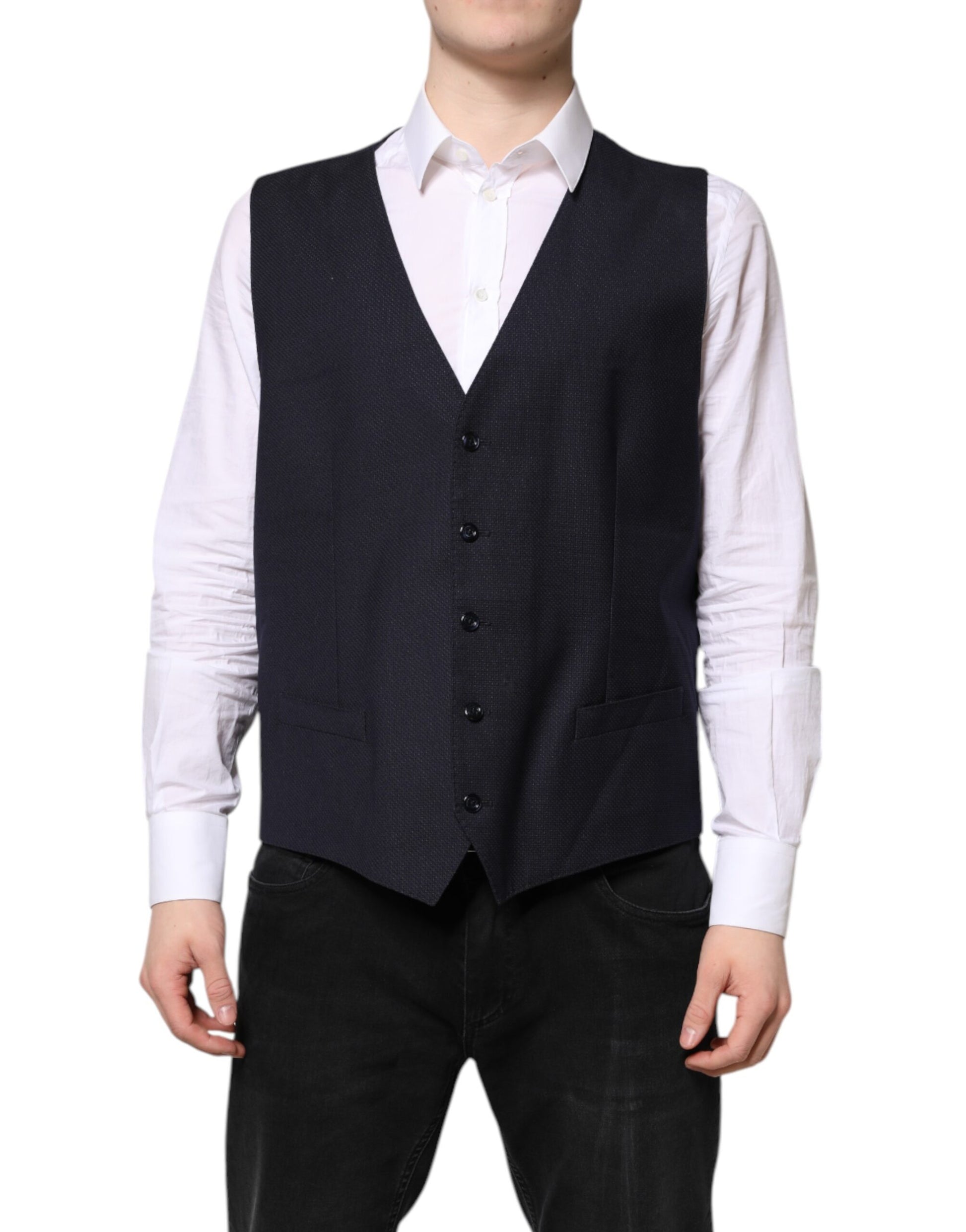 Dolce & Gabbana Schwarze Wollweste, formelle Weste