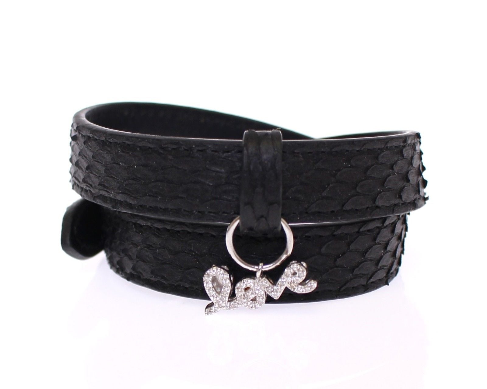 Nialaya Schlangenhaut CZ LOVE 925 Silber Armband