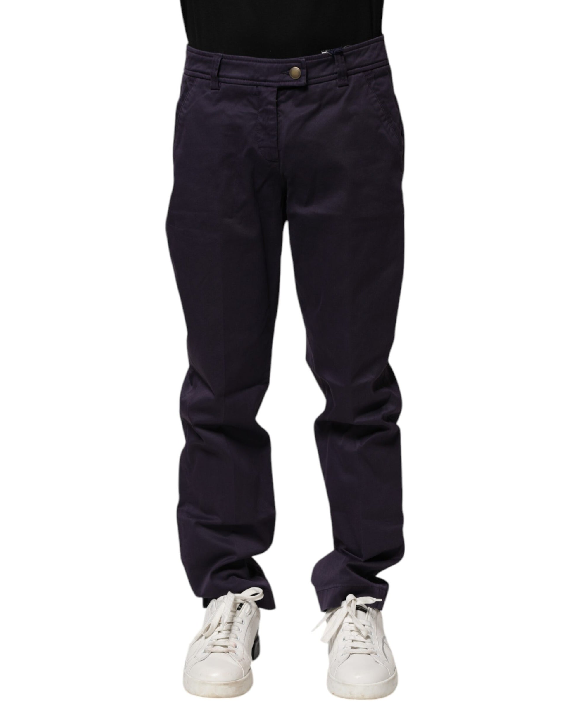 Incotex Dunkelviolette, lässige, gerade Hose mit mittlerer Taille