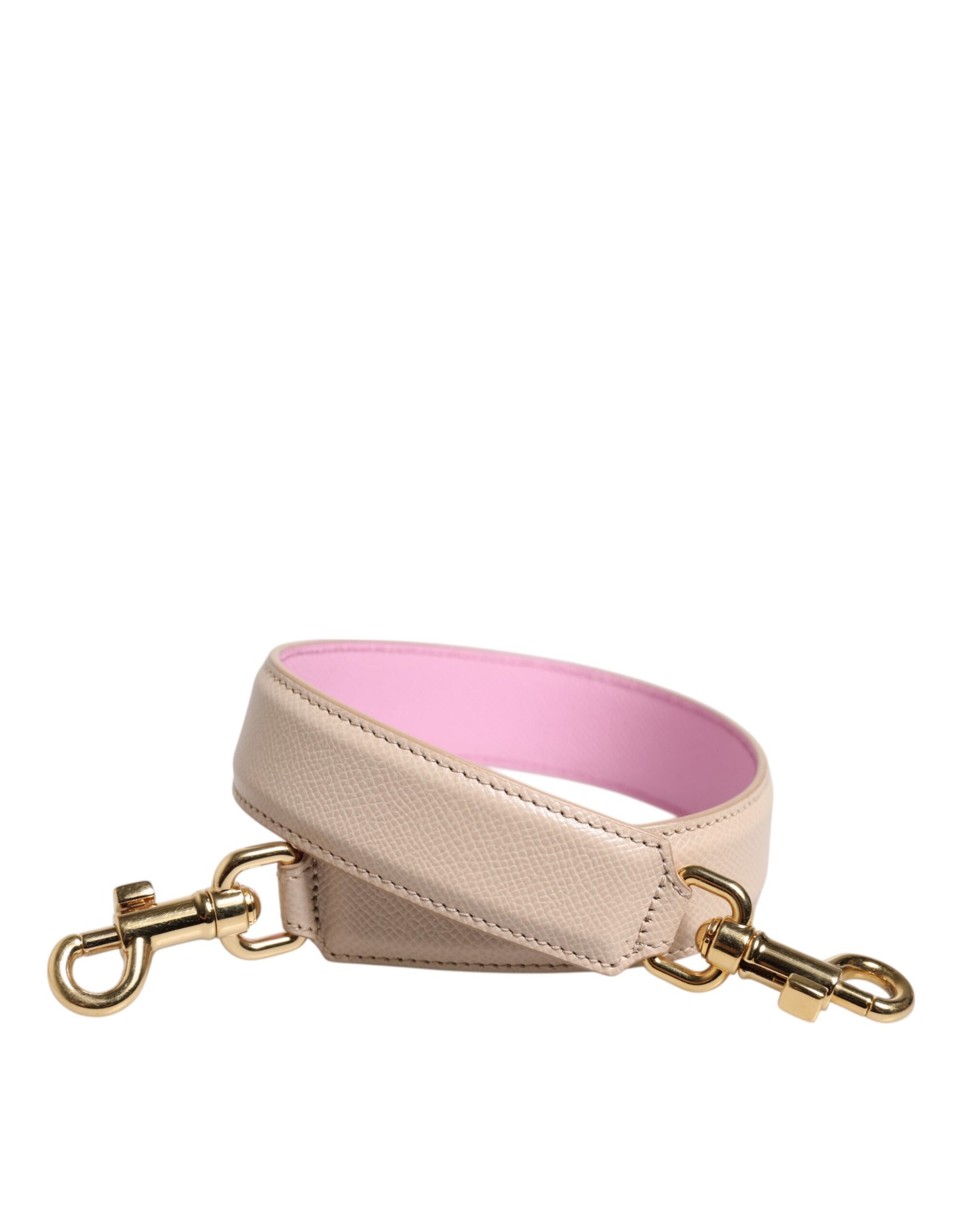 Dolce & Gabbana Beige Pink Leder Handtasche Zubehör Schultergurt