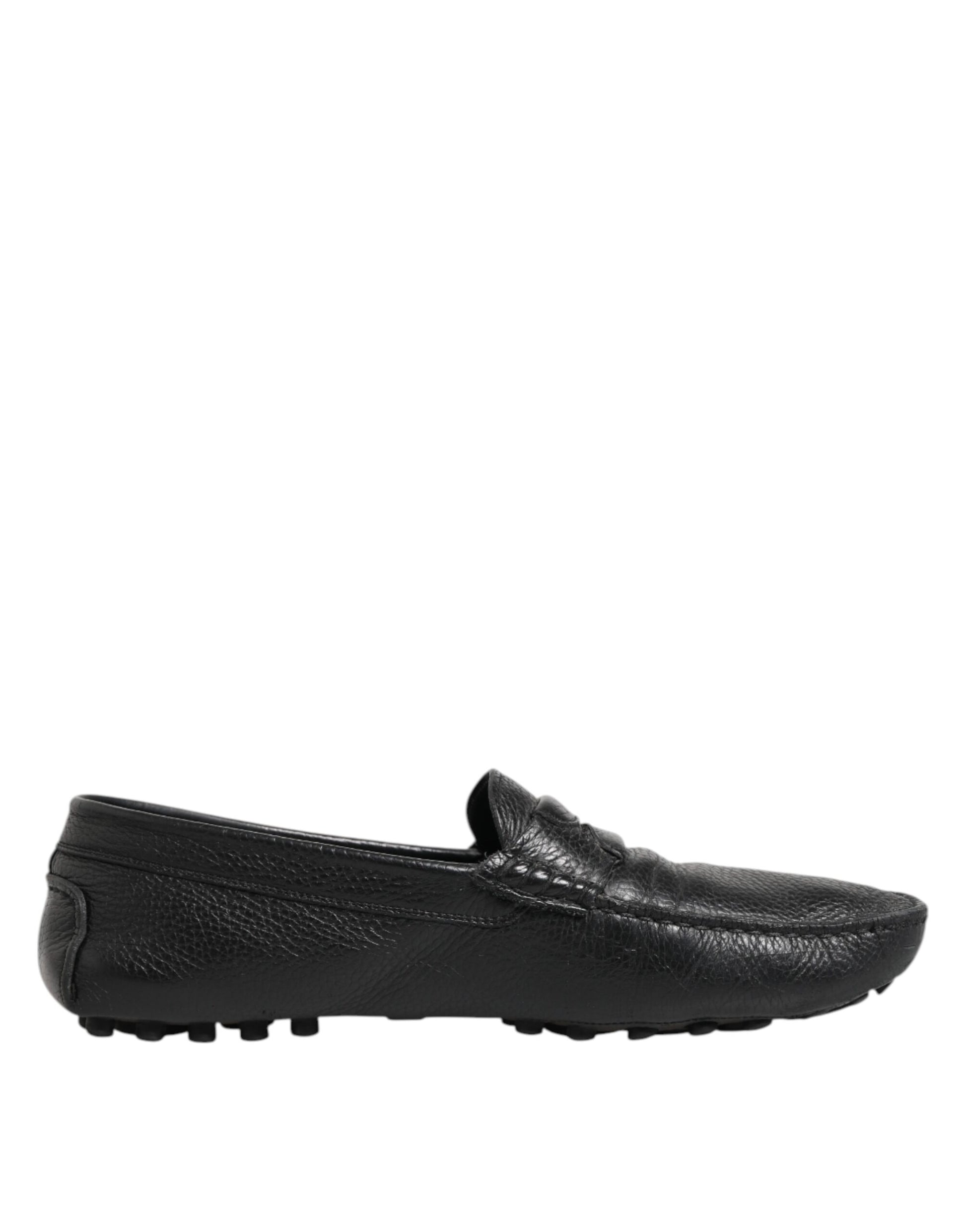 Dolce & Gabbana – Mokassin-Loafer aus schwarzem Leder zum Hineinschlüpfen