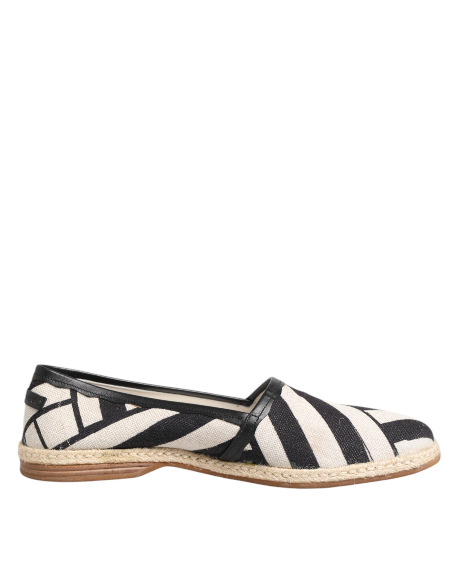 Dolce & Gabbana – Flache Espadrilles mit schwarzen und weißen Streifen