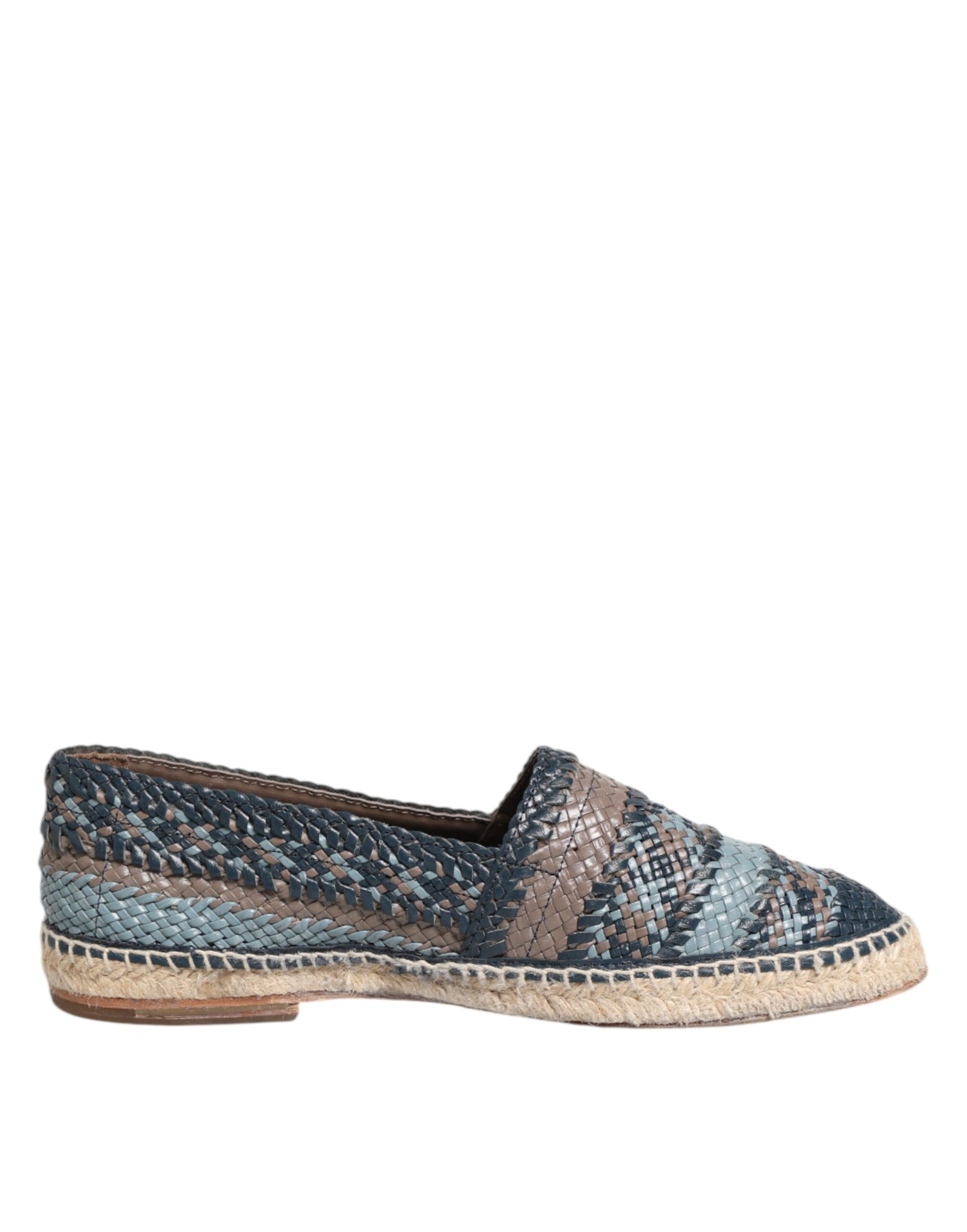 Dolce & Gabbana Blaugraue Espadrilles aus gewebtem Buffalo-Leder