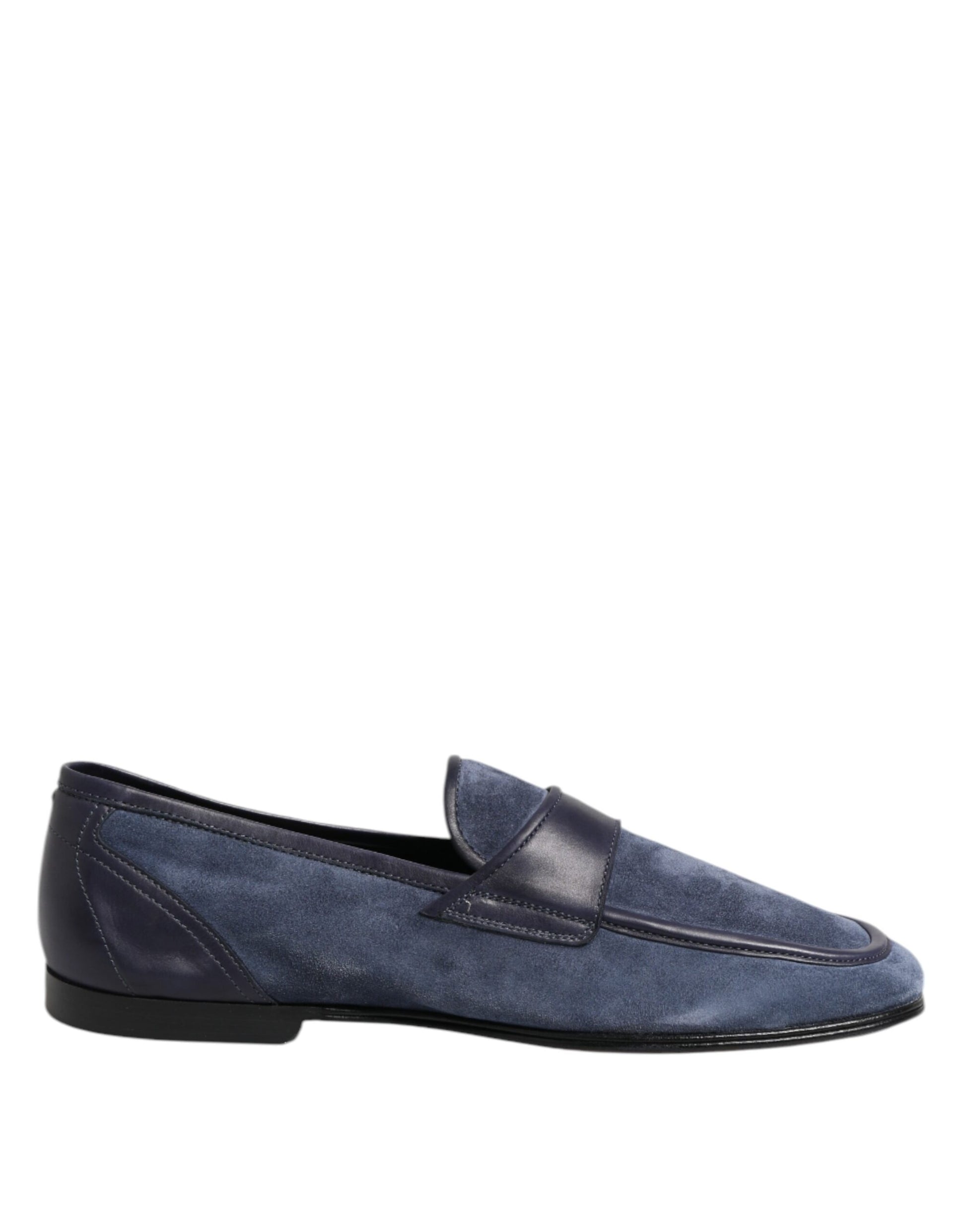 Dolce & Gabbana Blaue Wildleder-Loafer-Mokassin-Schuhe