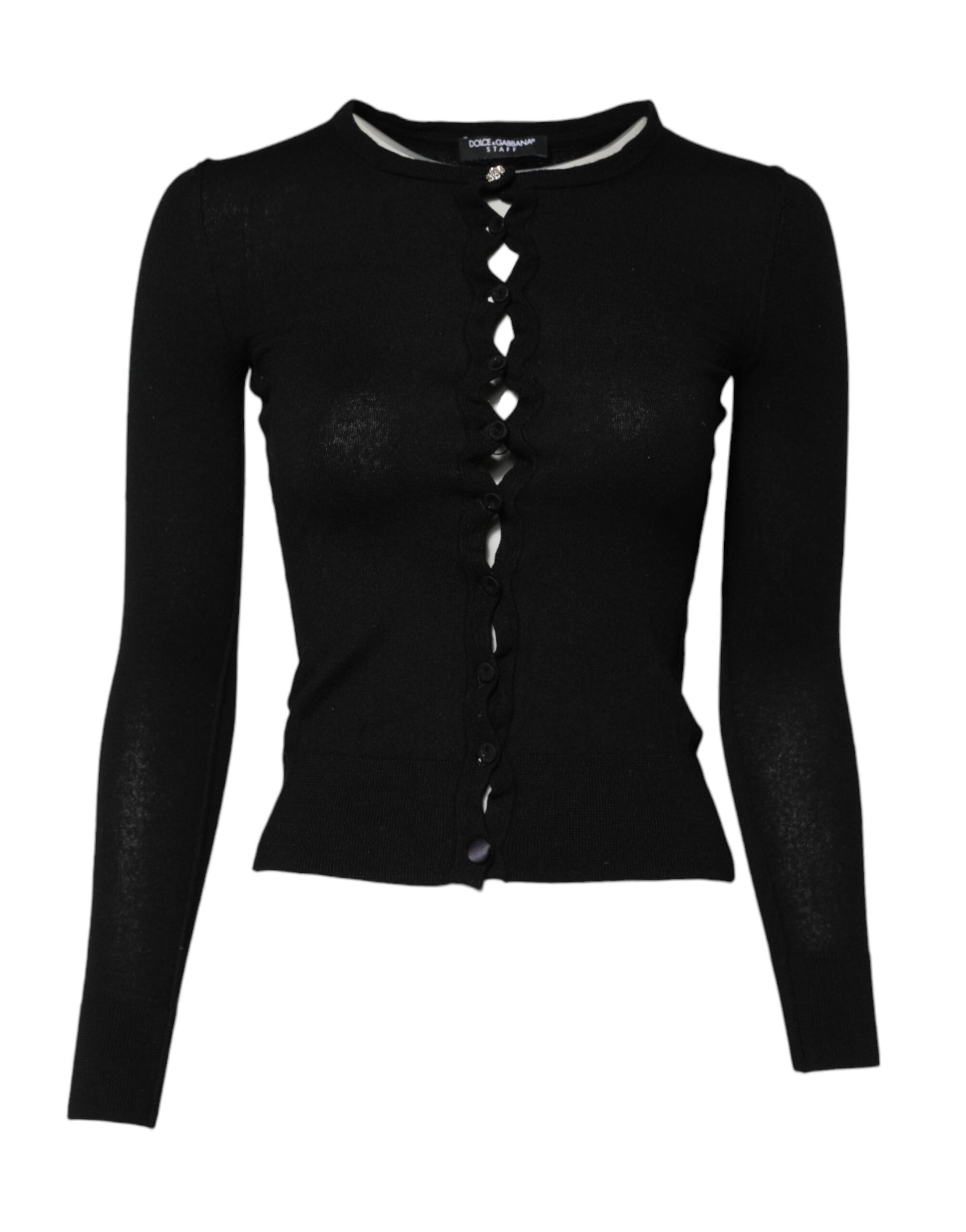 Dolce & Gabbana – Schwarzer STAFF-Cardigan mit Rundhalsausschnitt