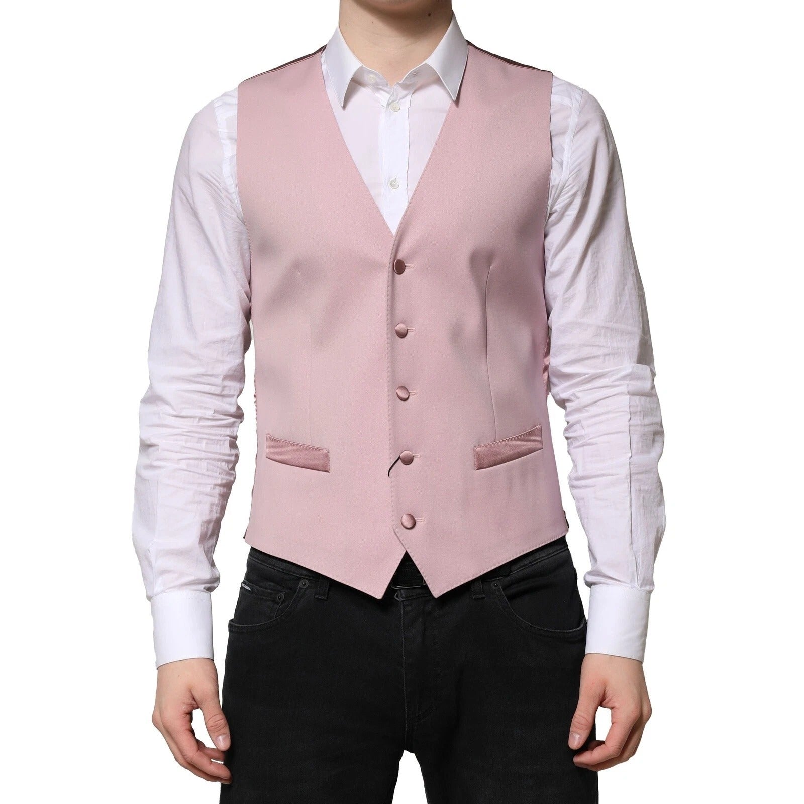 Dolce & Gabbana Rosa Wollkleid Formale Herren Weste