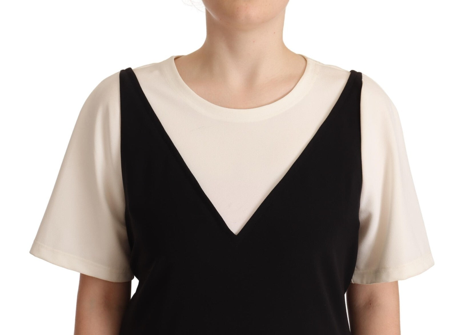 Haut Blouse Manches Courtes Polyester Noir Blanc Boutique Moschino
