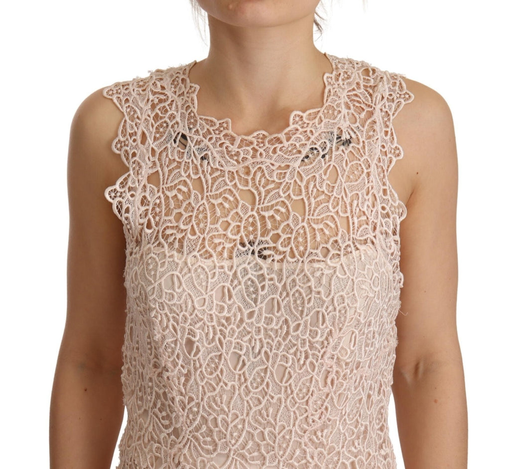 Robe midi sans manches en viscose beige à étages Ermanno Scervino
