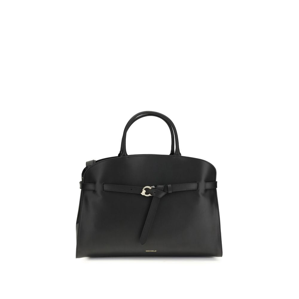 Sac à main Coccinelle en cuir de veau noir Bos Taurus