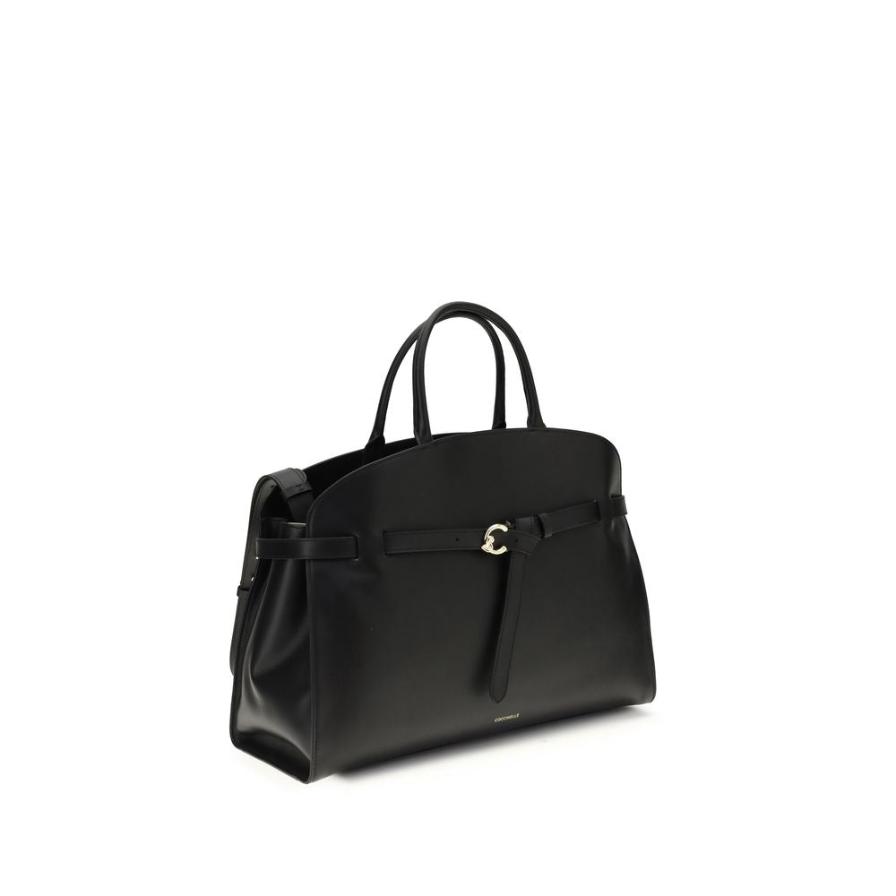 Sac à main Coccinelle en cuir de veau noir Bos Taurus