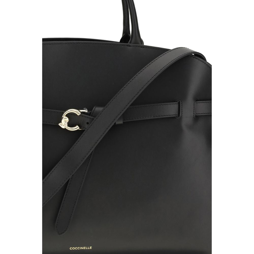 Sac à main Coccinelle en cuir de veau noir Bos Taurus