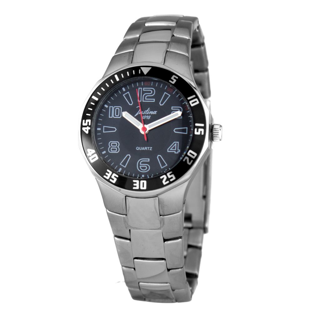 Montre de sport Justina en acier inoxydable argenté