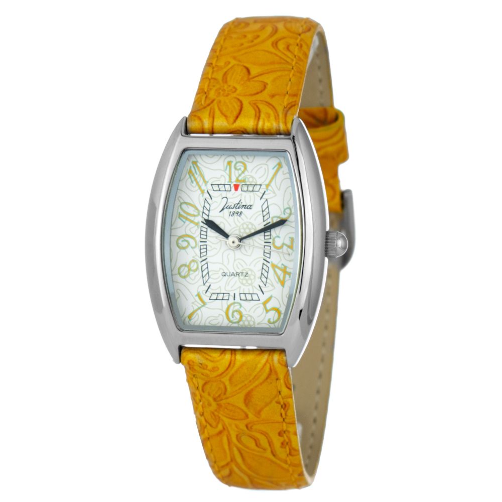 Montre bracelet en cuir orange JUSTINA
