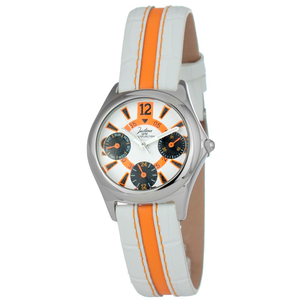 JUSTINA Bicolor Leather Dress Watch