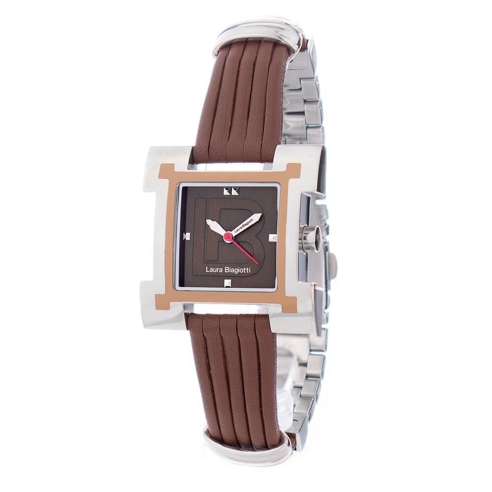 Montre Laura Biagiotti avec bracelet en cuir marron