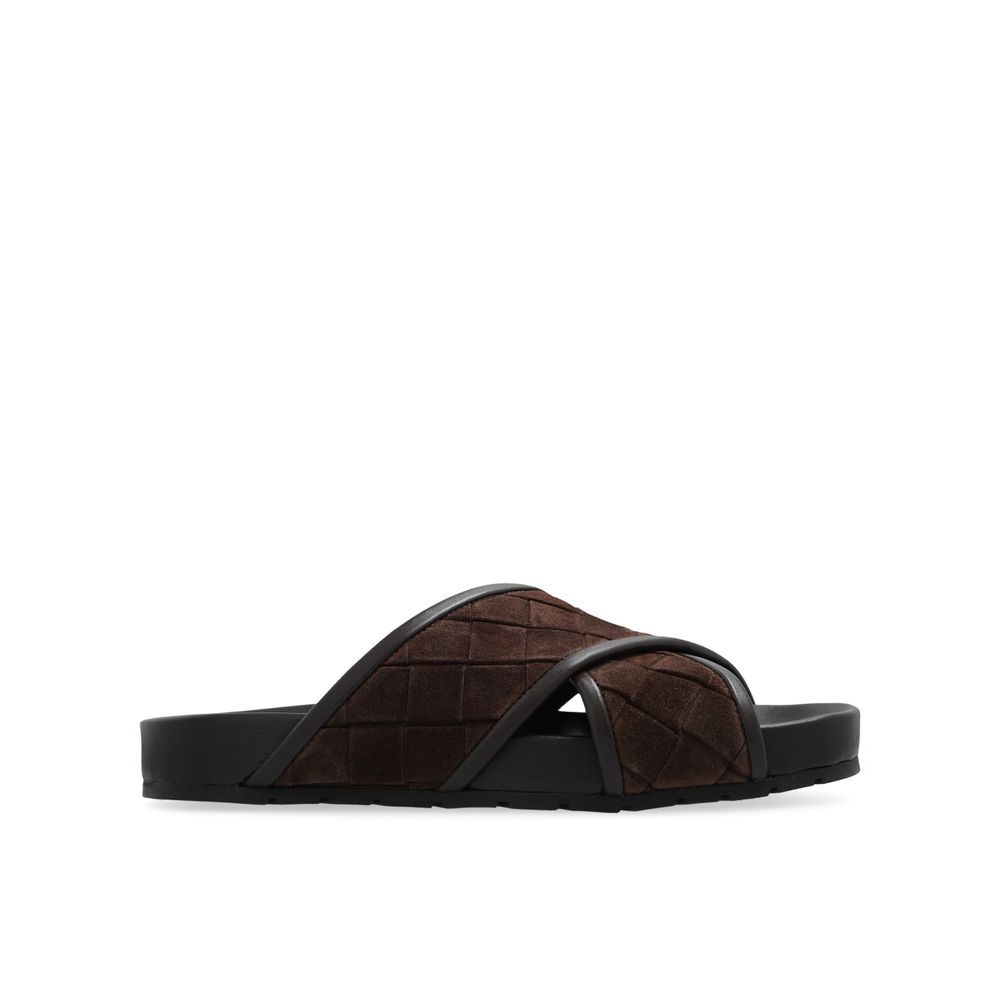Bottega Veneta Brown Lamb Leather Flat Sandals