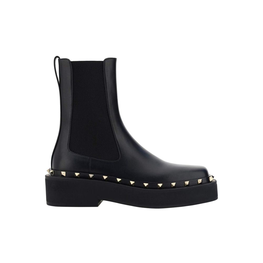 Bottes plates Valentino Garavani en veau noir