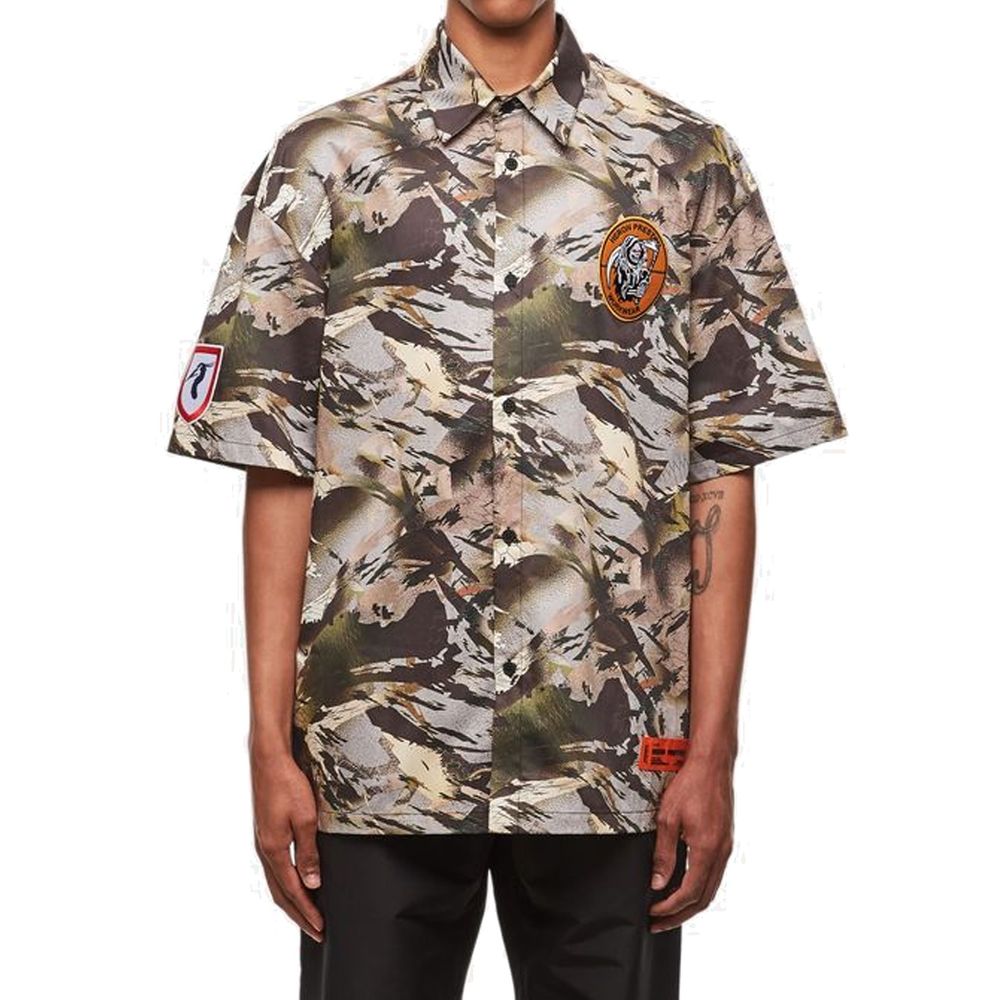 Chemise en coton bicolore à motif Heron Preston