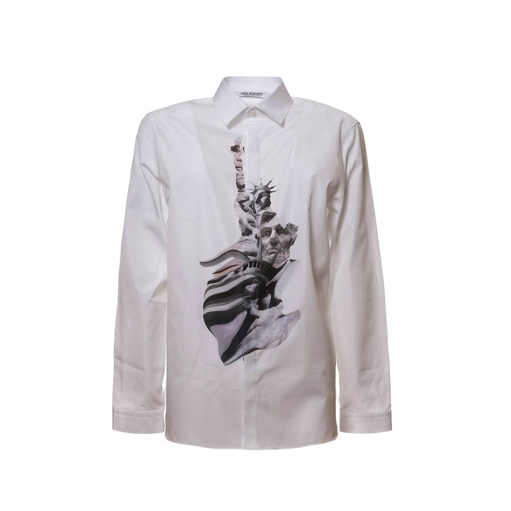 Chemise Neil Barrett en coton blanc à motifs