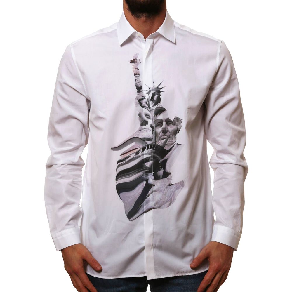 Chemise Neil Barrett en coton blanc à motifs