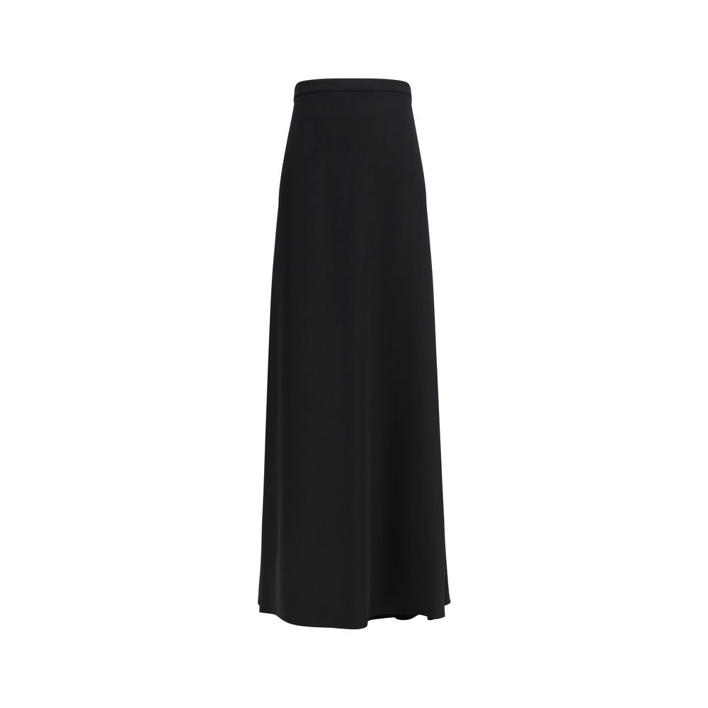 Jupe longue en soie noire Valentino