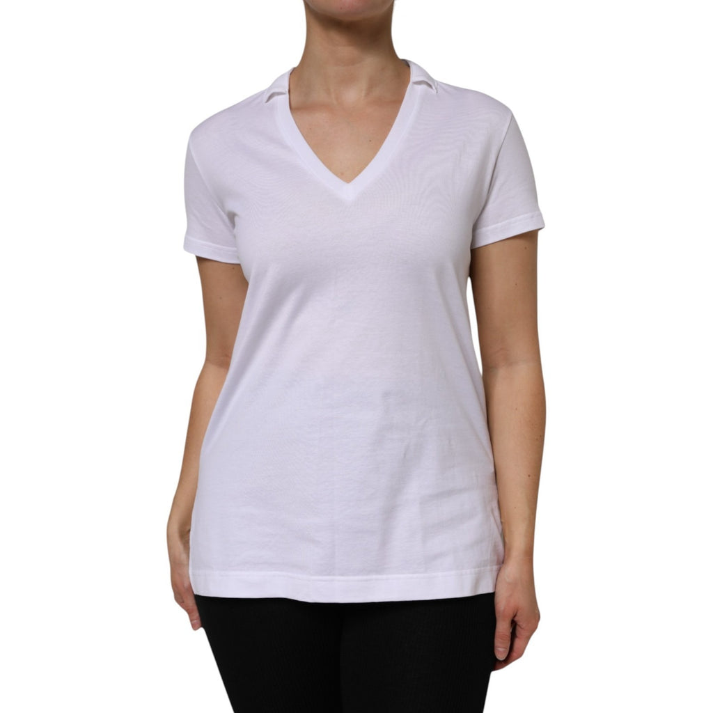 T-shirt Dolce & Gabbana en coton blanc à col en V et manches courtes