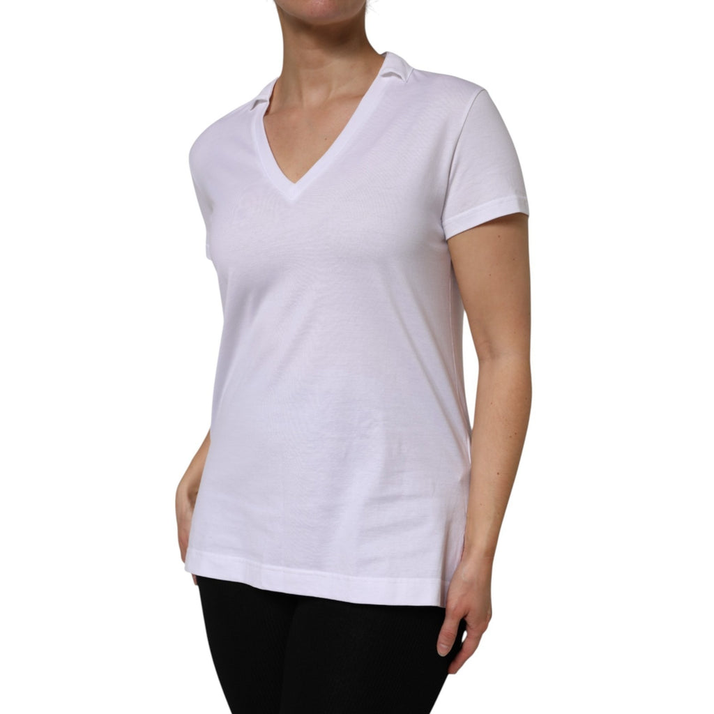 T-shirt Dolce & Gabbana en coton blanc à col en V et manches courtes