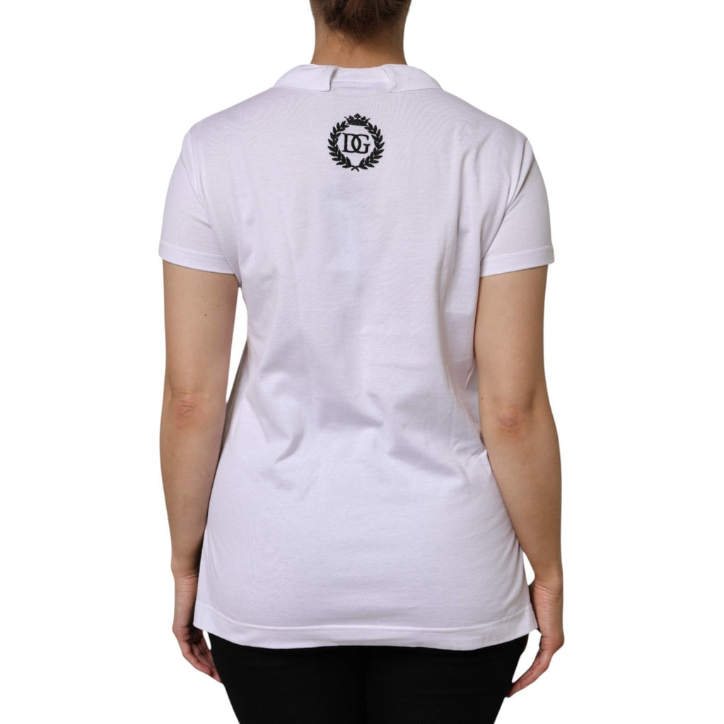 T-shirt Dolce & Gabbana en coton blanc à col en V et manches courtes