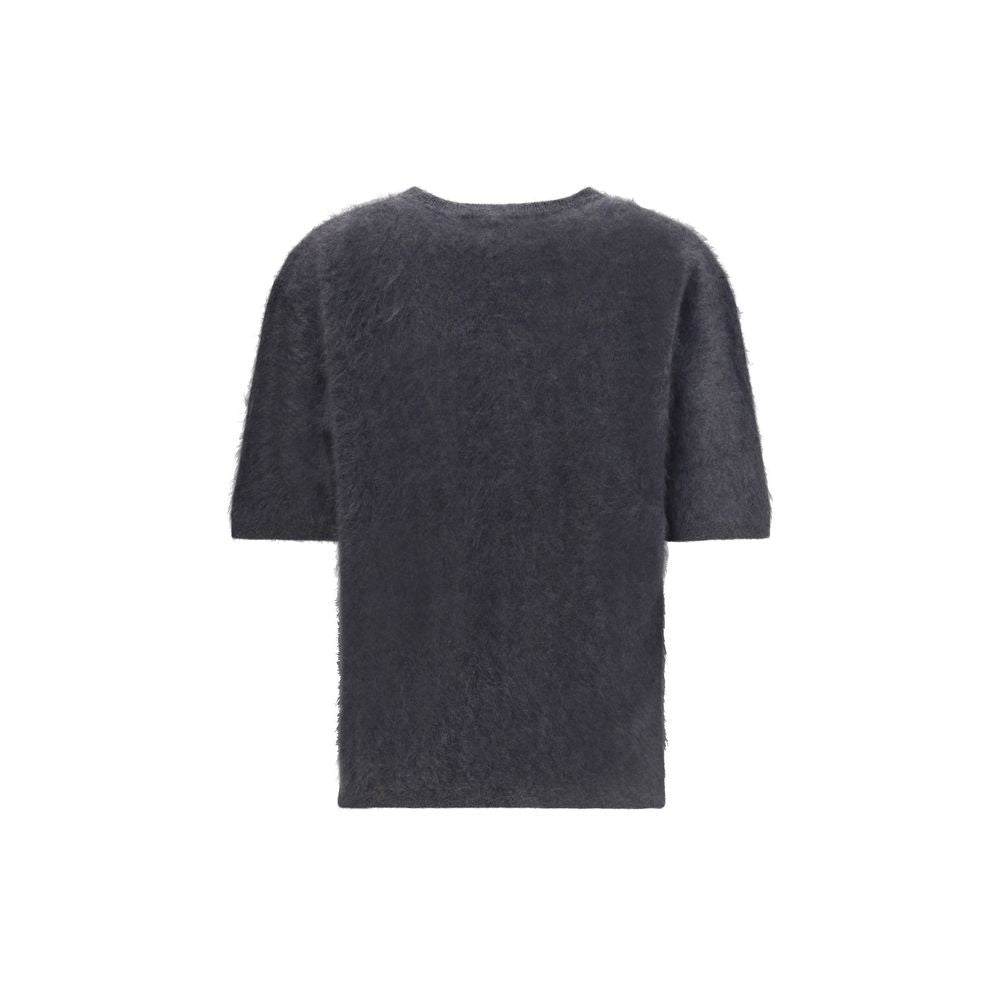 Pull en cachemire gris à manches courtes Lisa Yang