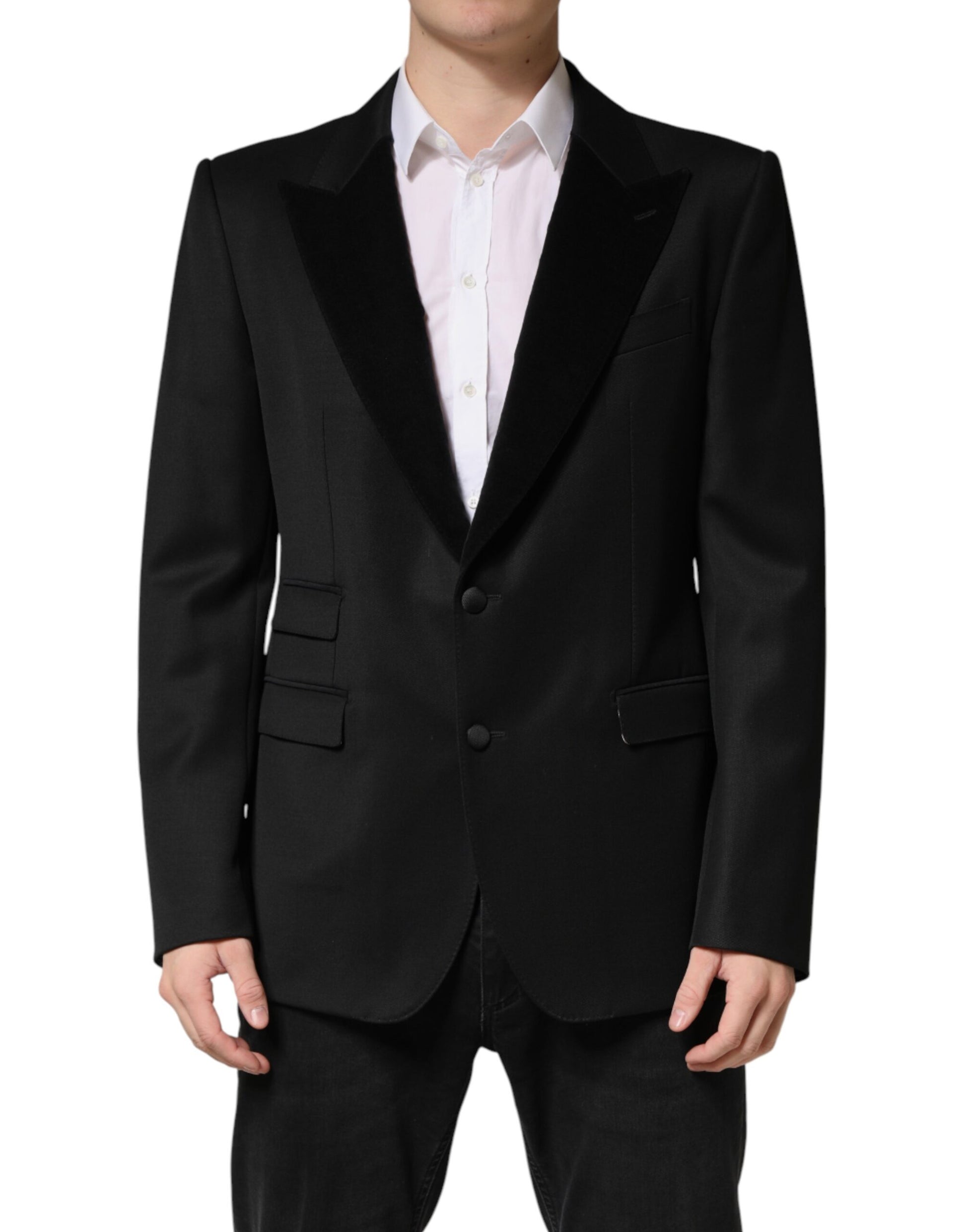Veste blazer Dolce & Gabbana noire en laine, simple boutonnage
