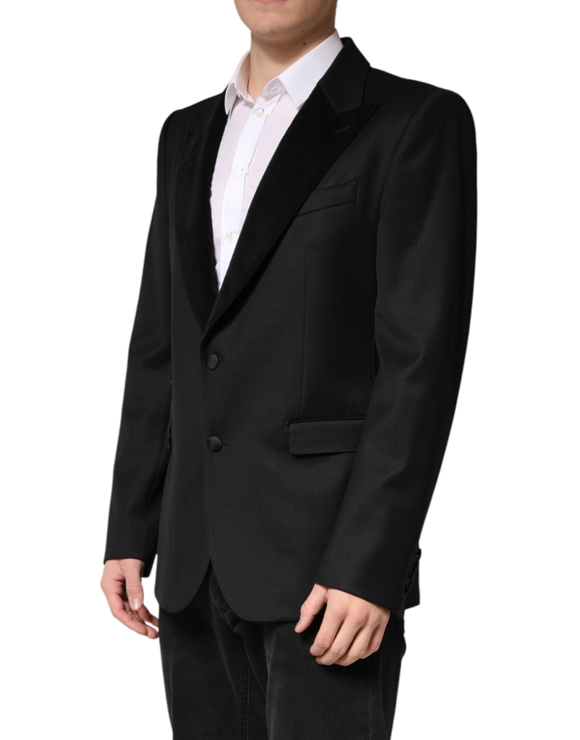 Veste blazer Dolce & Gabbana noire en laine, simple boutonnage
