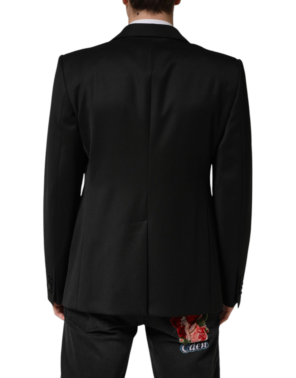 Veste blazer Dolce & Gabbana noire en laine, simple boutonnage