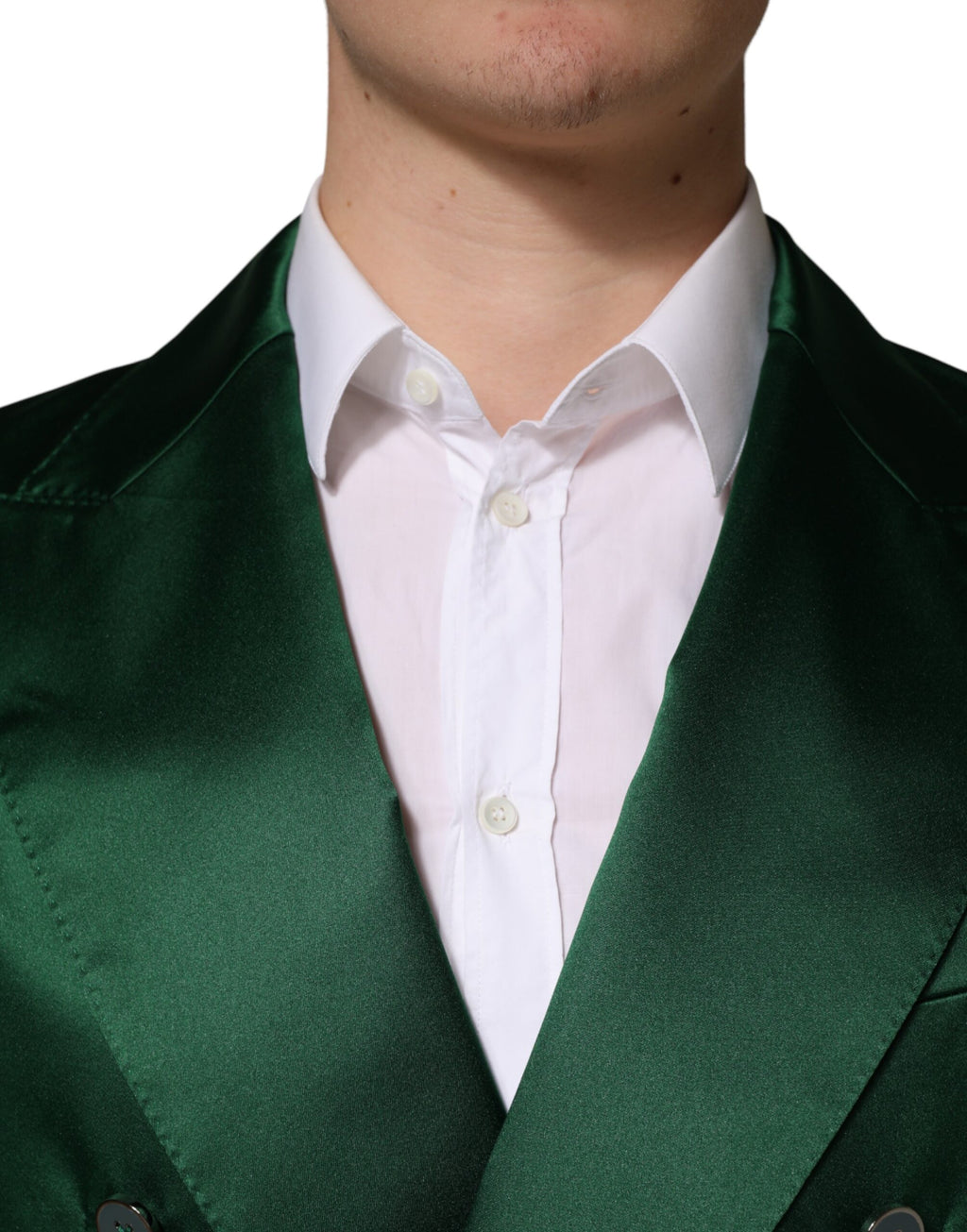 Veste blazer croisée en satin vert Dolce & Gabbana
