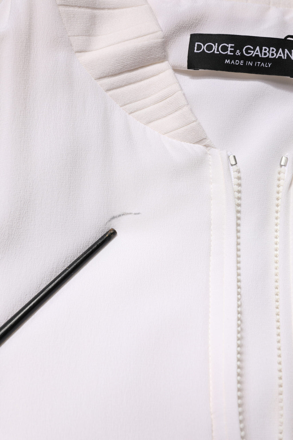 Blouson aviateur Dolce & Gabbana en soie blanche avec fermeture éclair intégrale