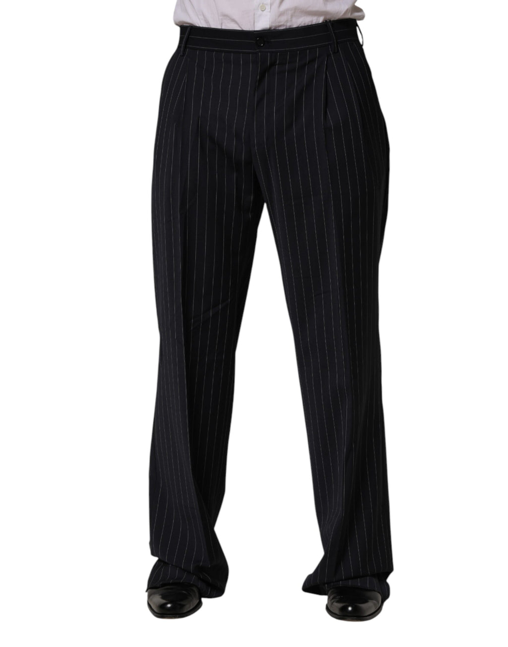 Pantalon habillé droit à rayures noires Dolce & Gabbana pour hommes