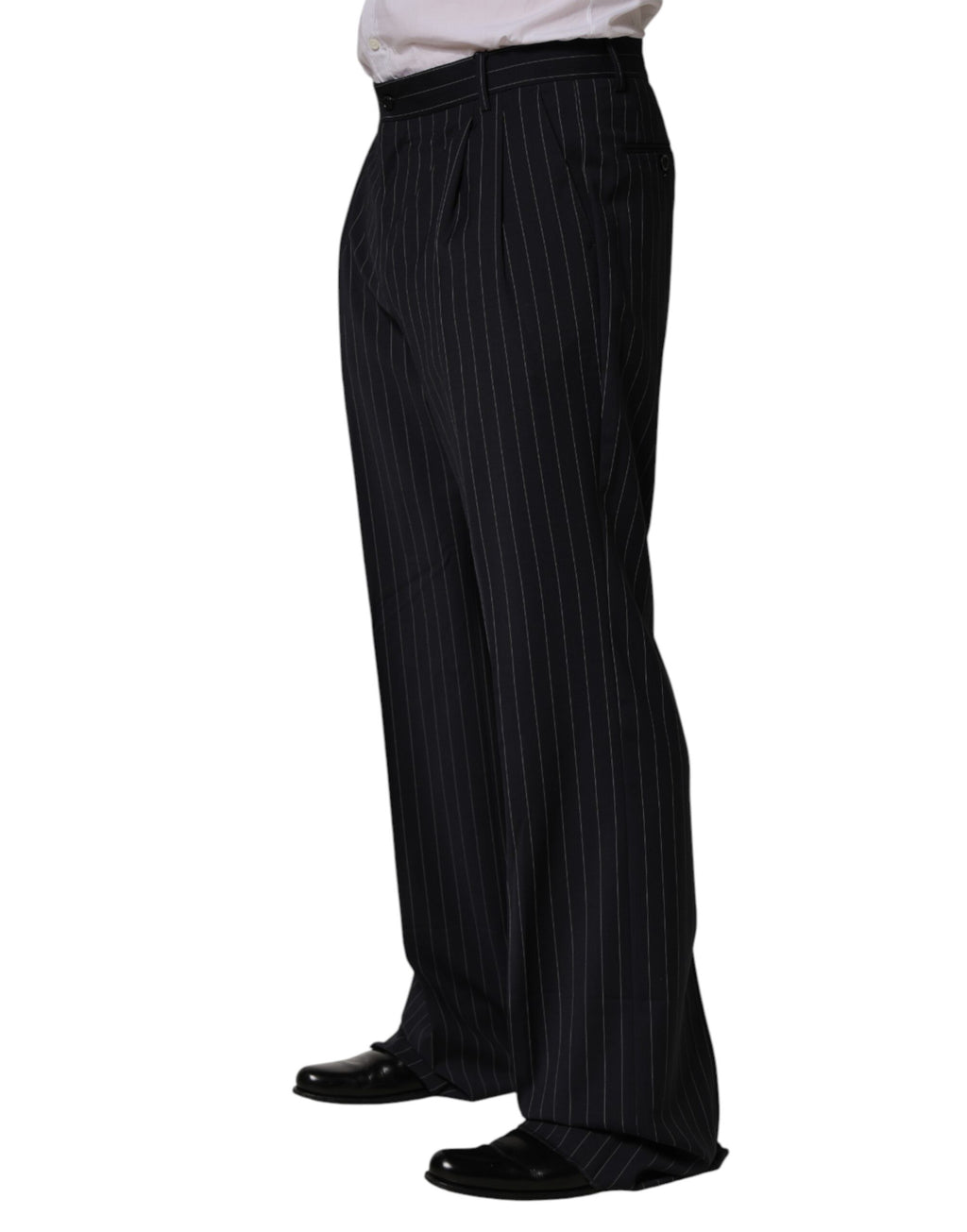 Pantalon habillé droit à rayures noires Dolce & Gabbana pour hommes