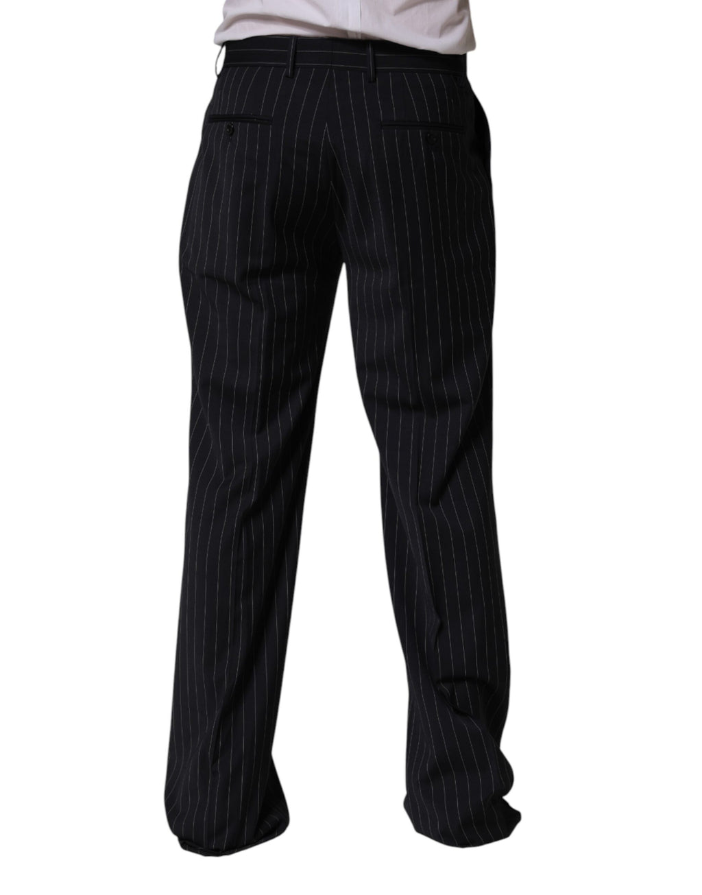 Pantalon habillé droit à rayures noires Dolce & Gabbana pour hommes
