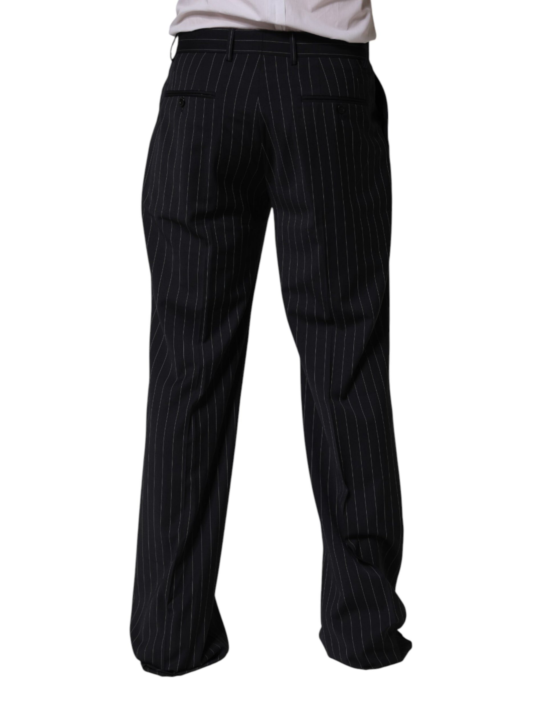 Pantalon habillé droit à rayures noires Dolce & Gabbana pour hommes