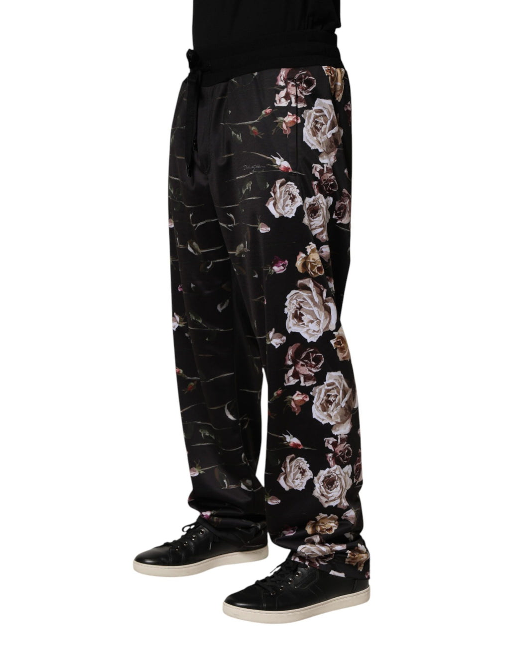 Pantalon chino droit fleuri noir Dolce & Gabbana